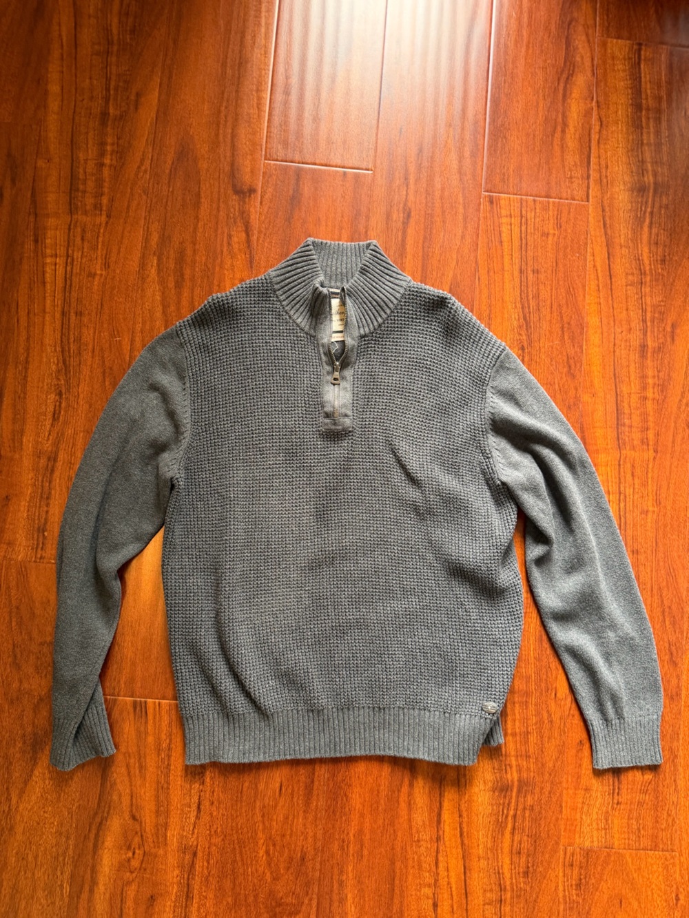 Men's Gray Quarter-Zip Knit Sweater